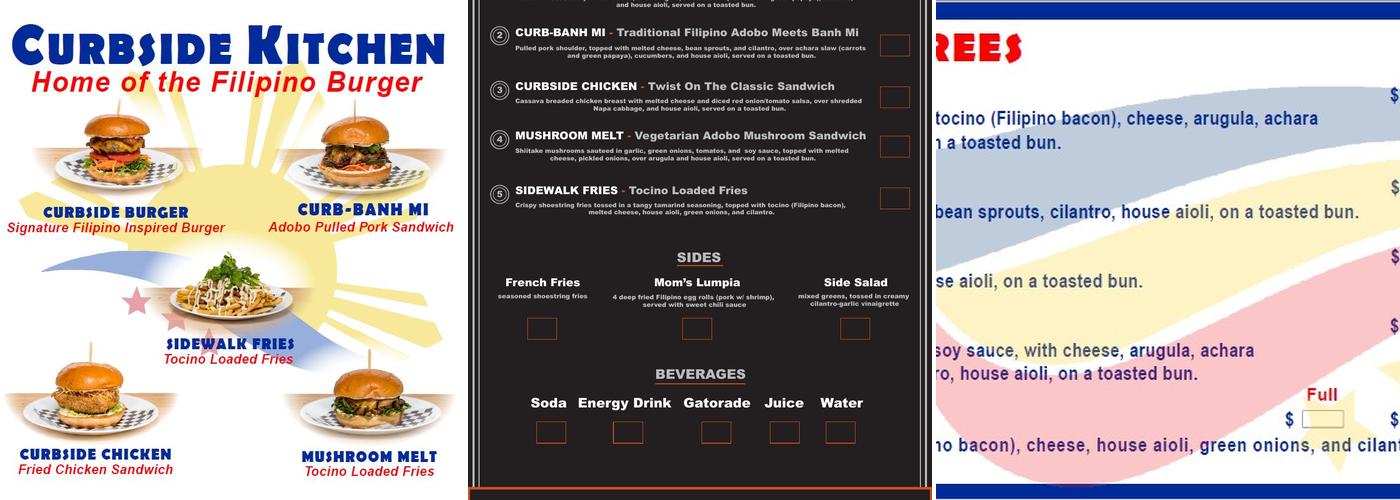 Curbside Kitchen Menu