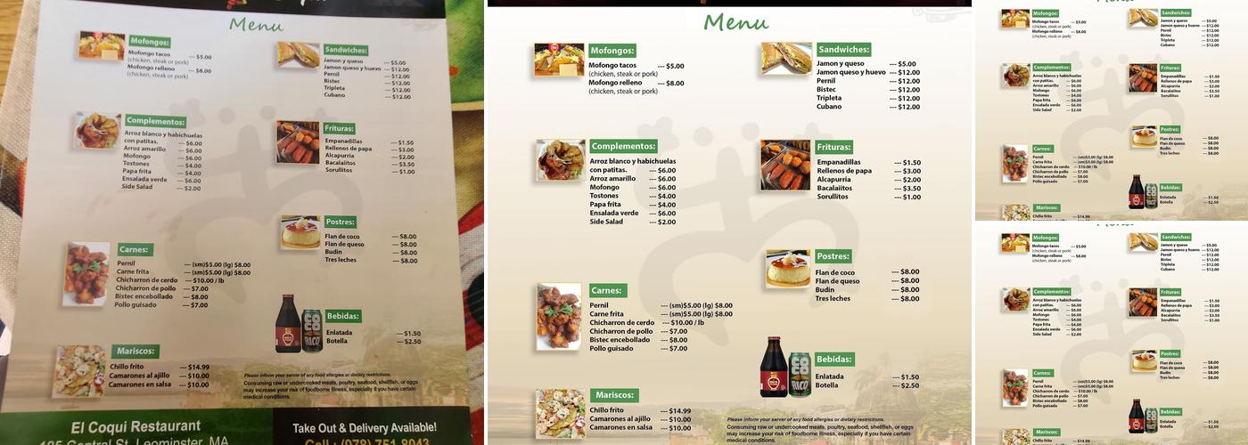 El Coqui Menu