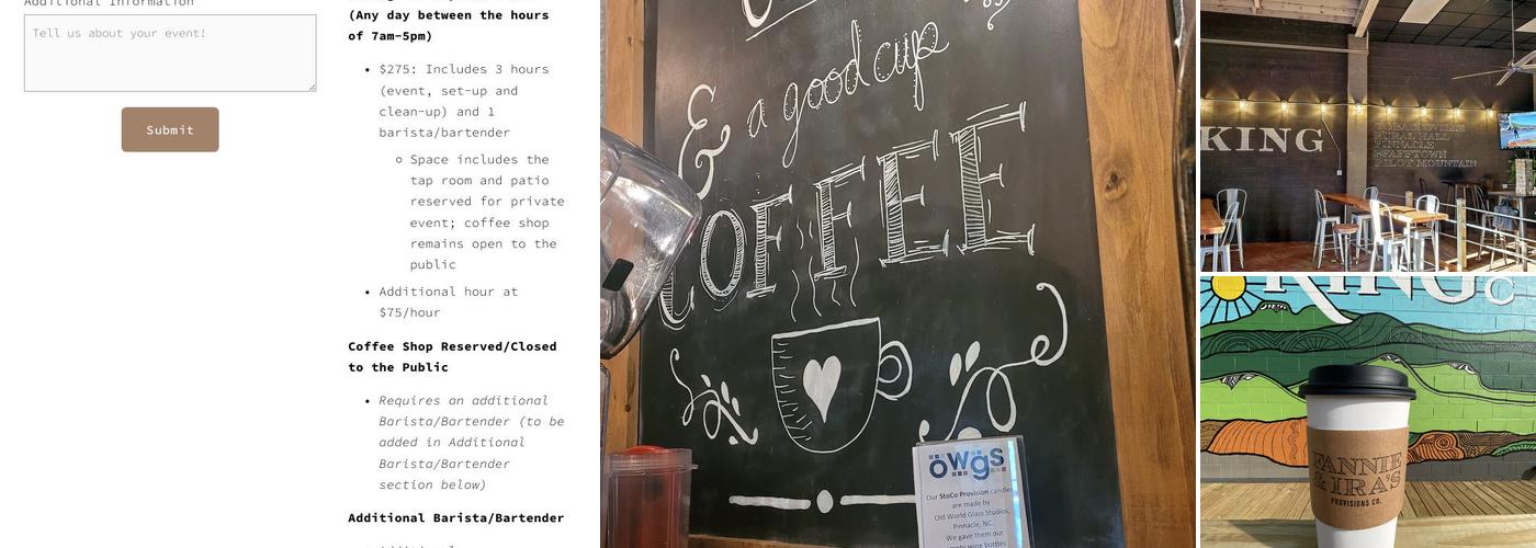 StoCo Provision Co. Menu