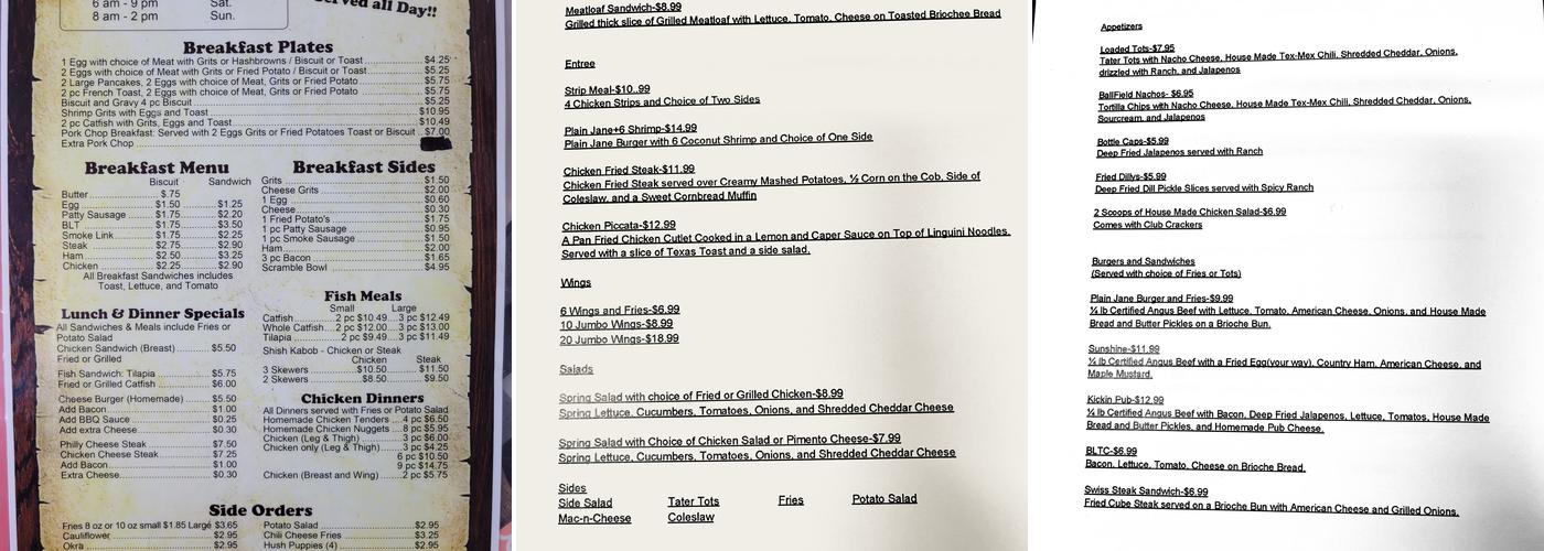 S&E Scratch Cafe Menu