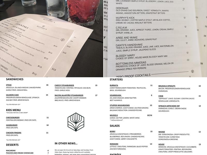 Botanica Menu
