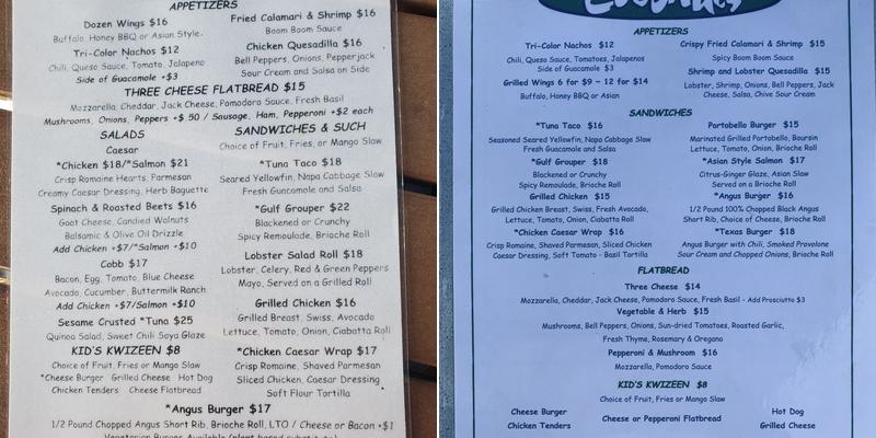 Coconuts Menu