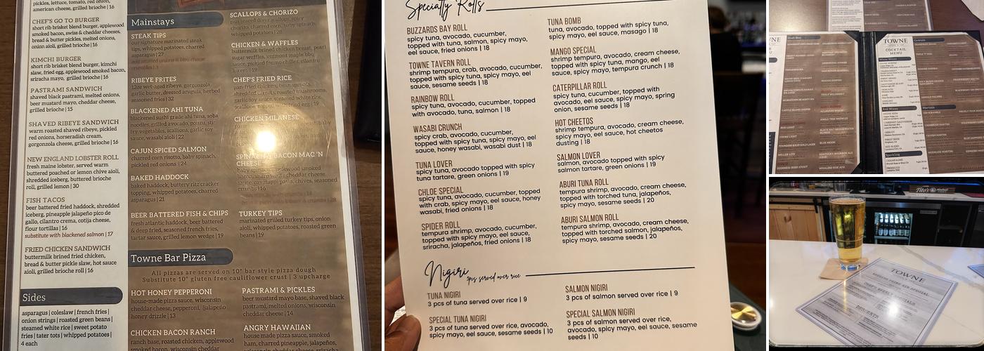 Towne Tavern Menu