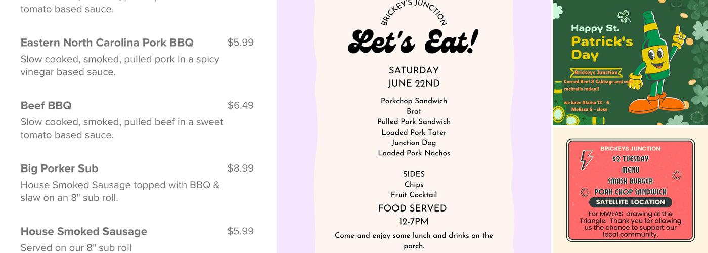 Brickey's Junction Cabin BBQ & Brew Menu