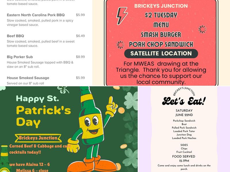 Brickey's Junction Cabin BBQ & Brew Menu