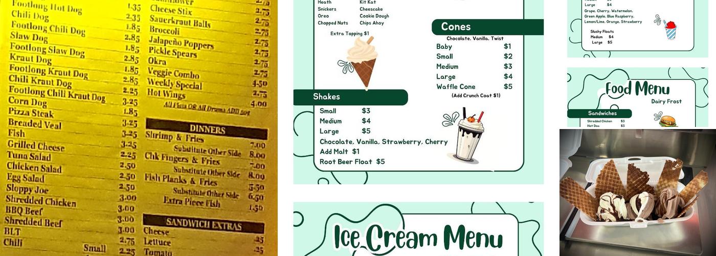 Dairy Frost Menu