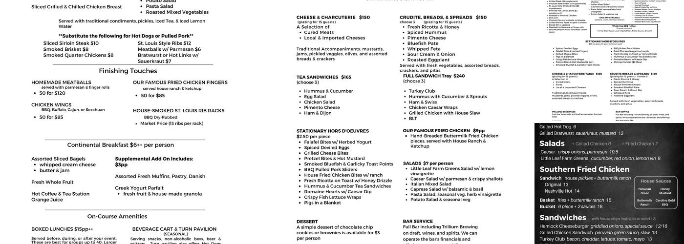 Hemlock Grill Menu
