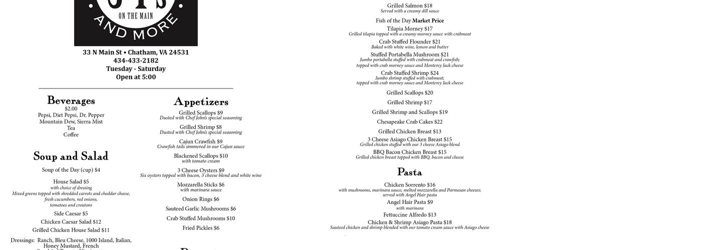 J & T's on the Main Menu