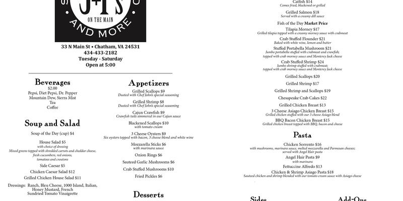 J & T's on the Main Menu