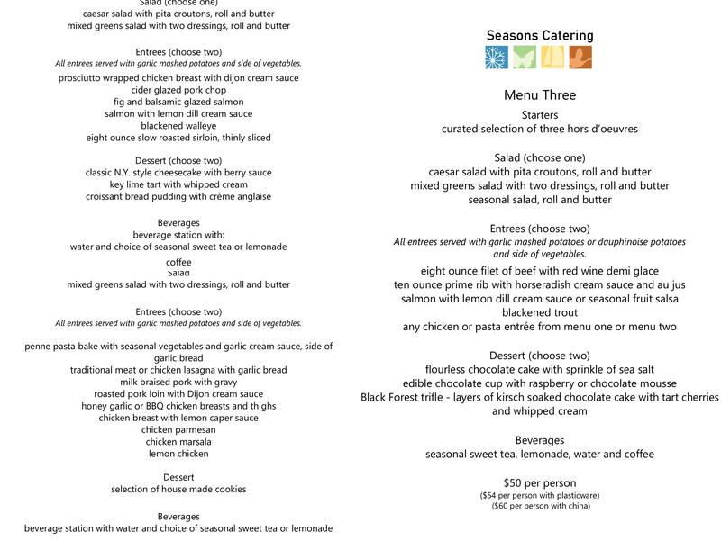 Seasons Kitchen Menu