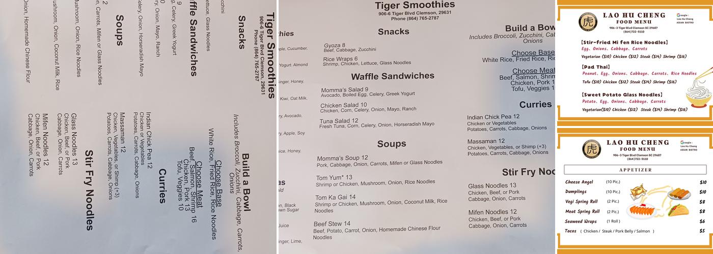 Lao Hu Cheng Asian Bistro Menu