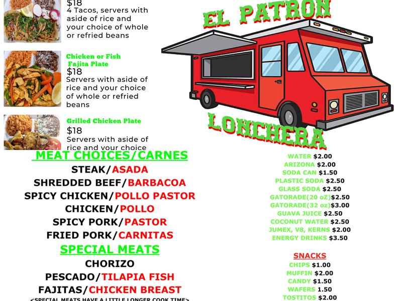 El Patrón Lonchera Menu