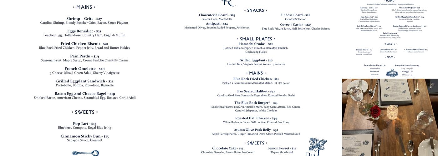 Blue Rock Menu