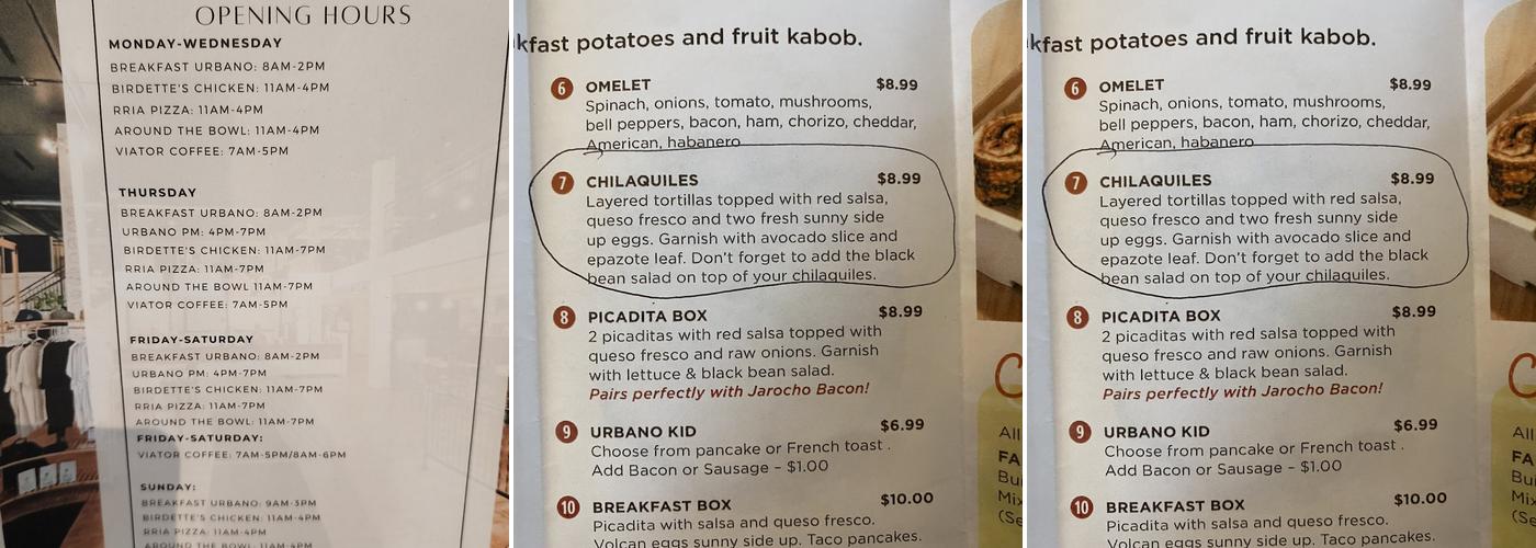 Brillo Breakfast Menu