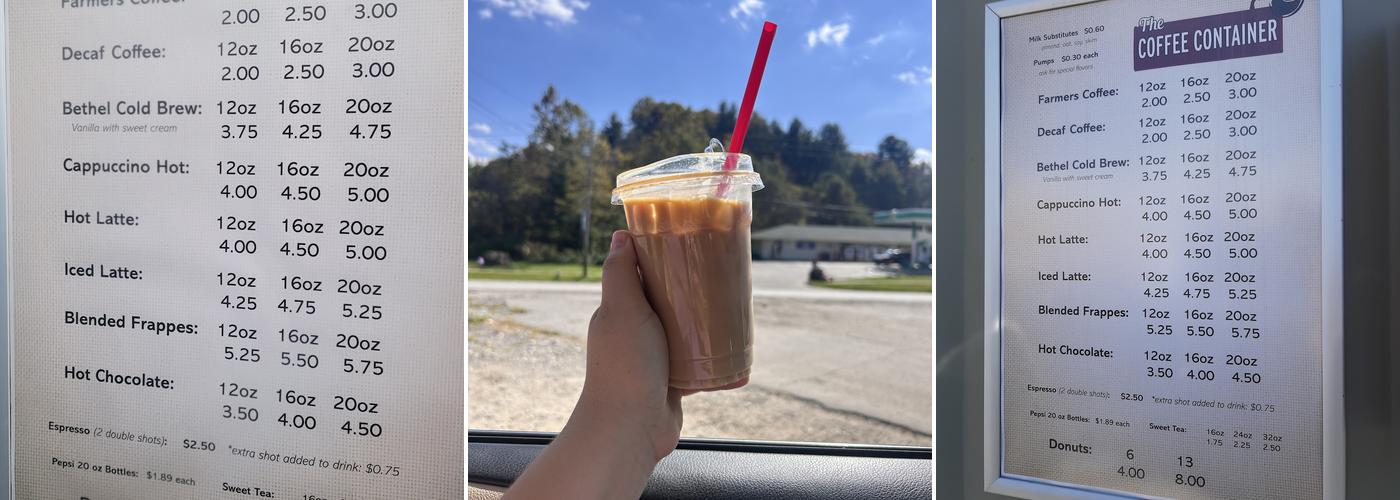 Coffee Container Menu