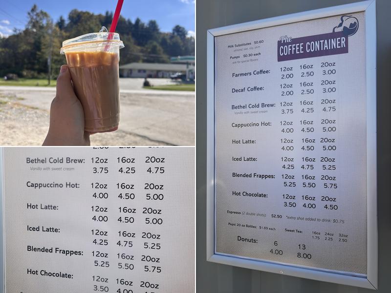 Coffee Container Menu