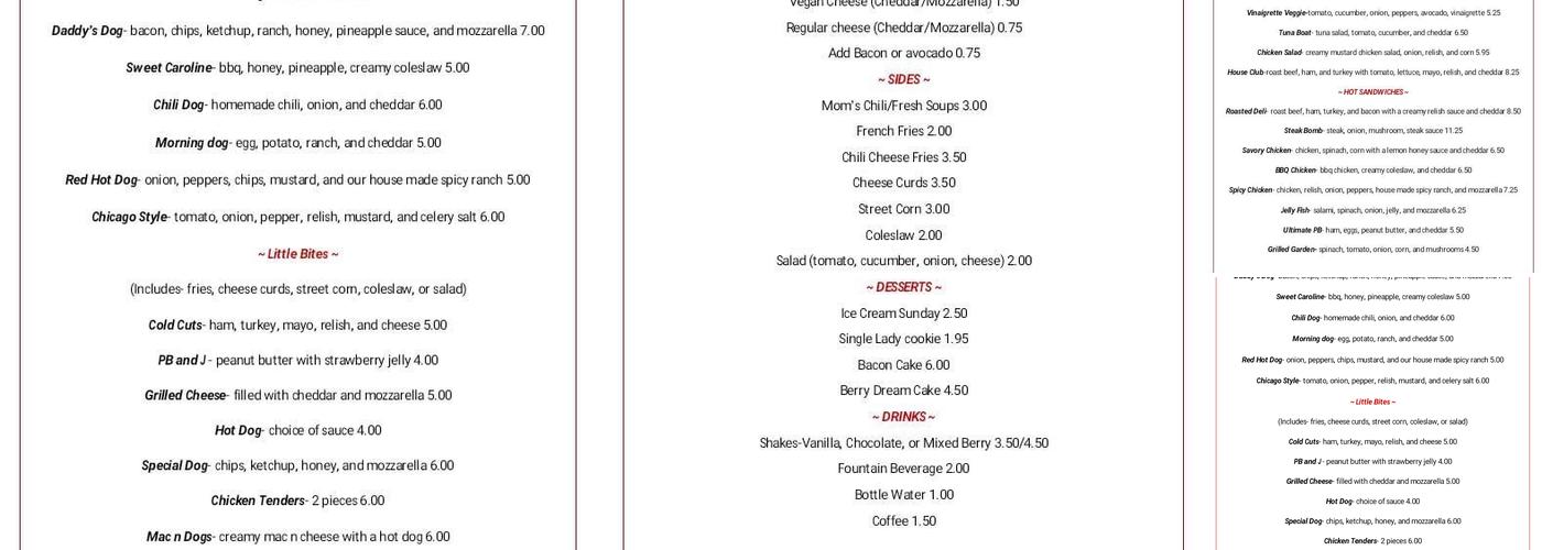 Canape Sandwiches Menu