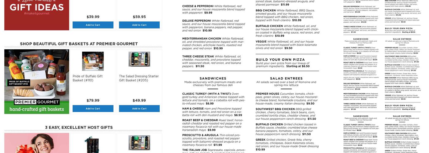 The Kitchen at Premier Gourmet Menu