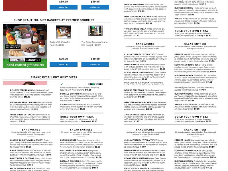 The Kitchen at Premier Gourmet Menu