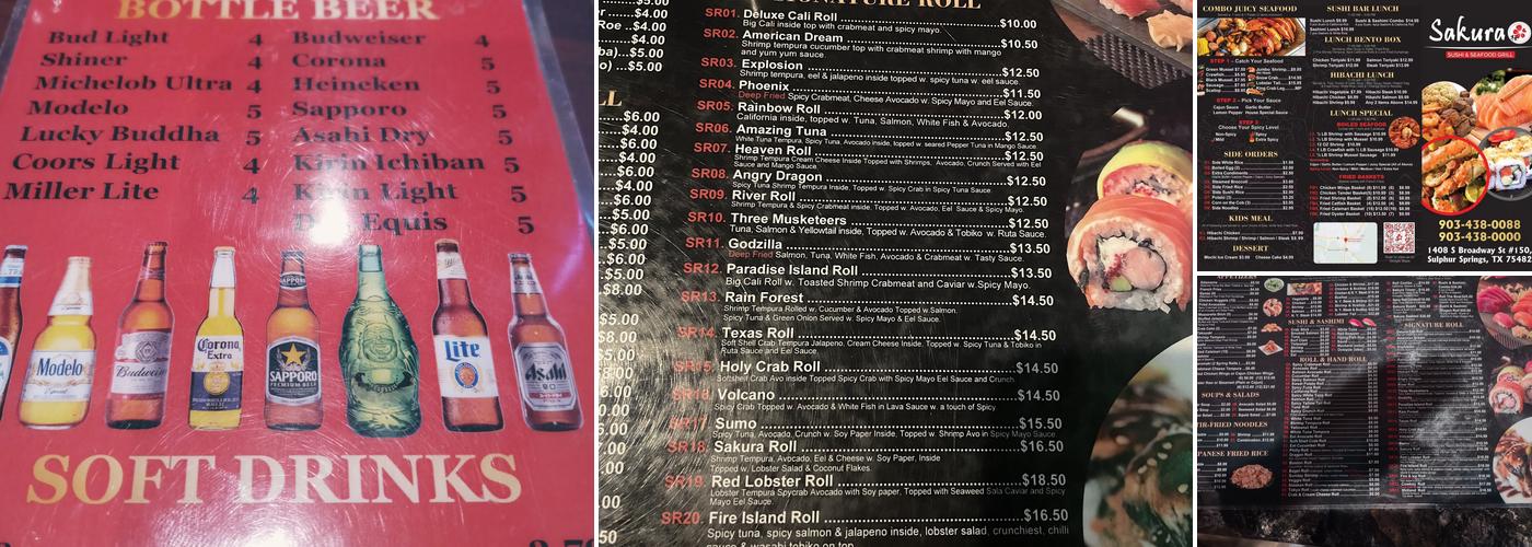 SAKURA SUSHI & SEAFOOD GRILL Menu