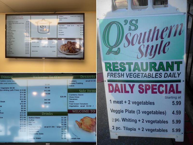 Qs Restaurant Menu