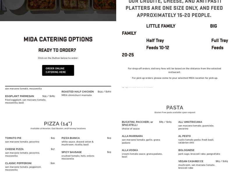 MIDA Menu