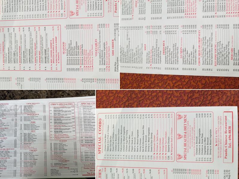 Panda Chinese Restaurant Menu