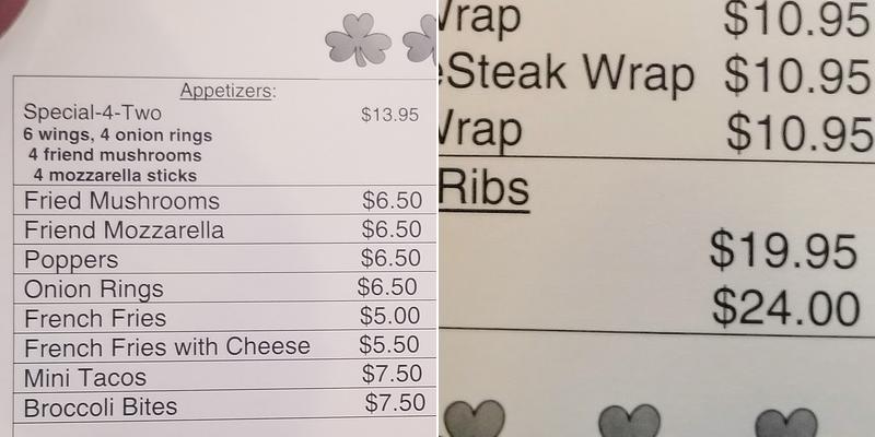 CURRAN'S IRISH INN Menu