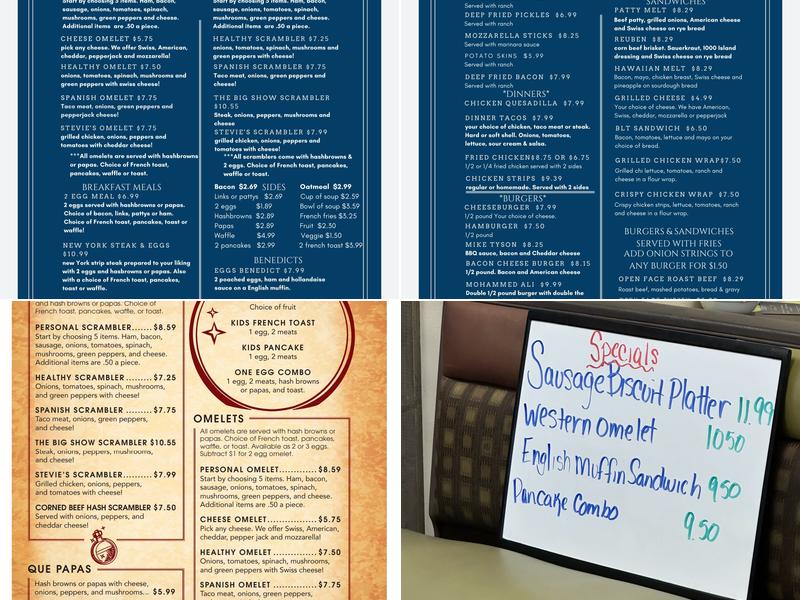 Stevie’s Cafe Menu