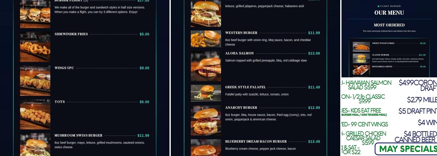 Flight Burger Menu