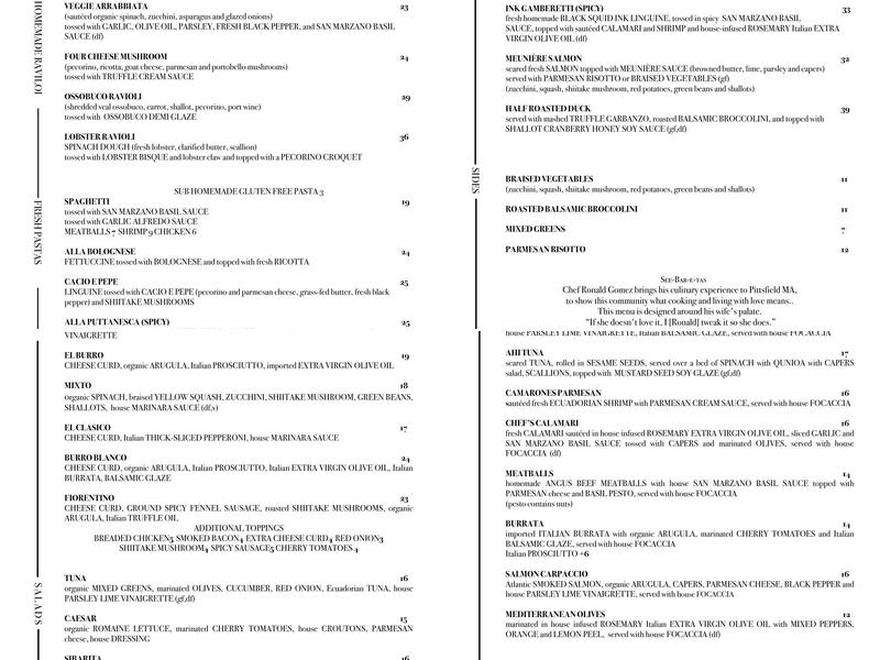 Sibaritas Restaurant Inc Menu