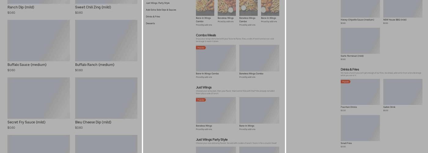 It's Just Wings Menu