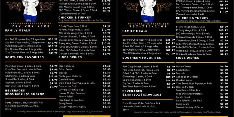 Keda's Kitchen Menu
