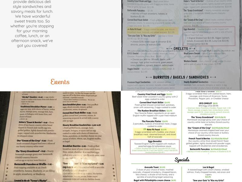 Helen's Cafe Menu