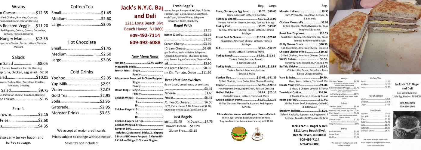 Jack's NYC Bagels and Deli Menu