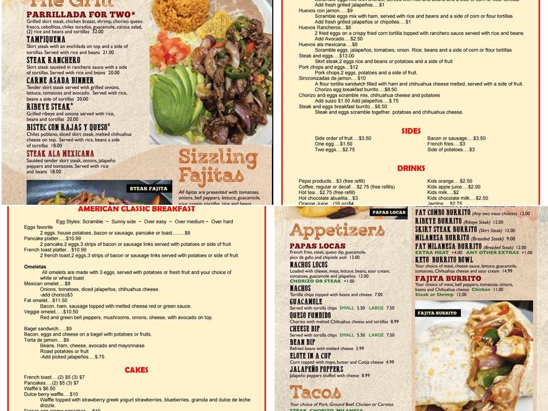 FAT BURRITO CHESTERTON Menu