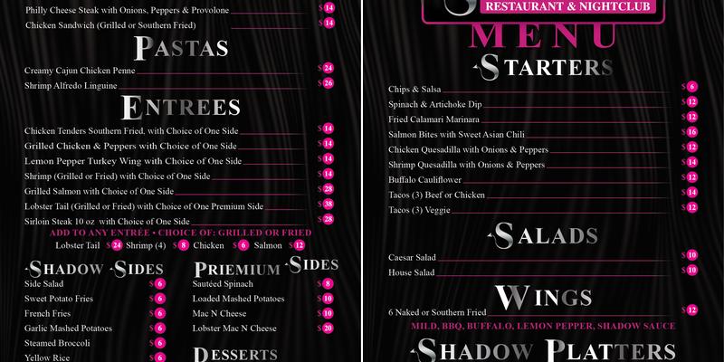 Shadow Cabaret Menu