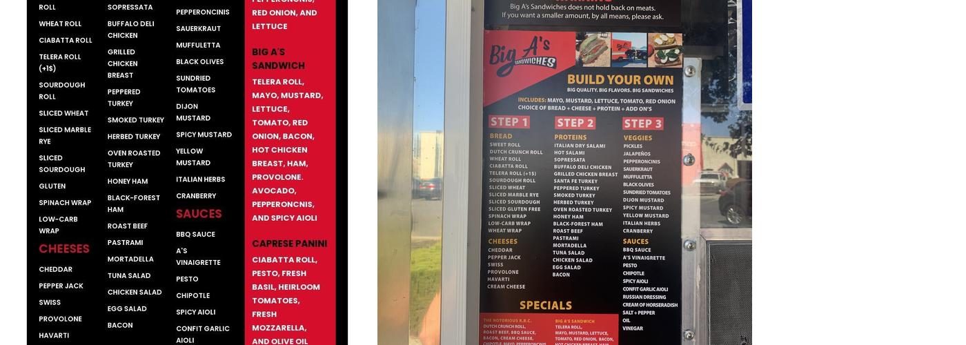 Big A's Sandwiches Menu