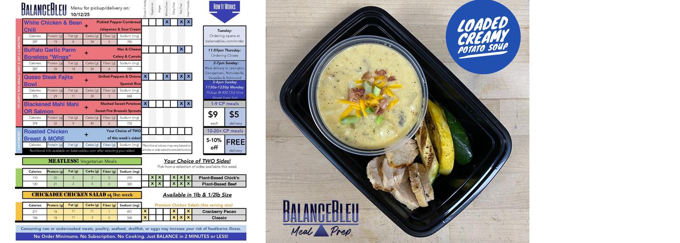 BalanceBleu Meal Prep Menu