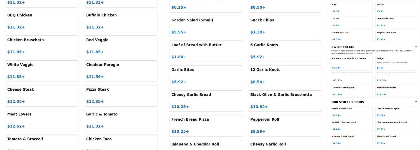 Fred’s Flatbreads Menu