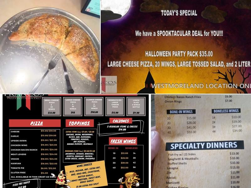 Franco's Pizza Westmoreland Menu