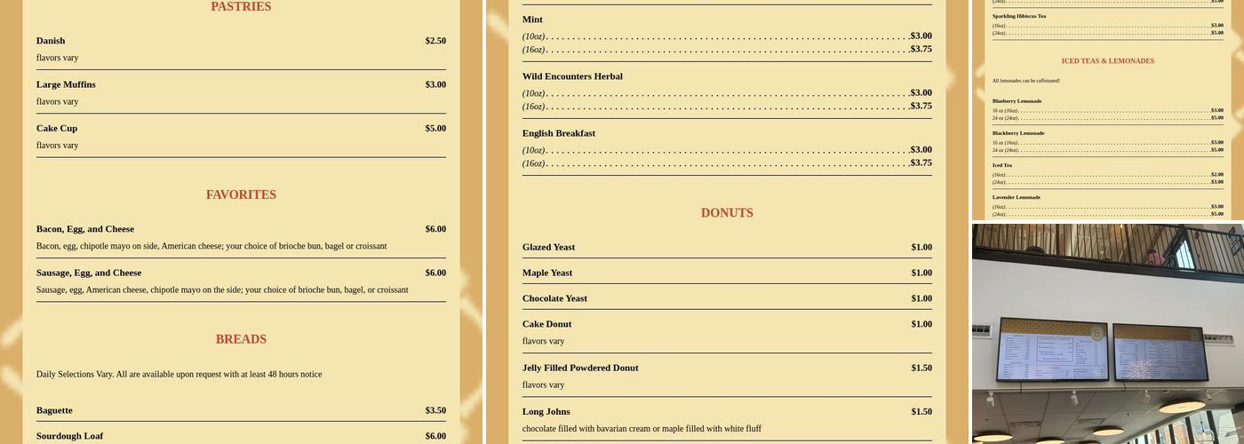 Breadworks By Bridges Menu