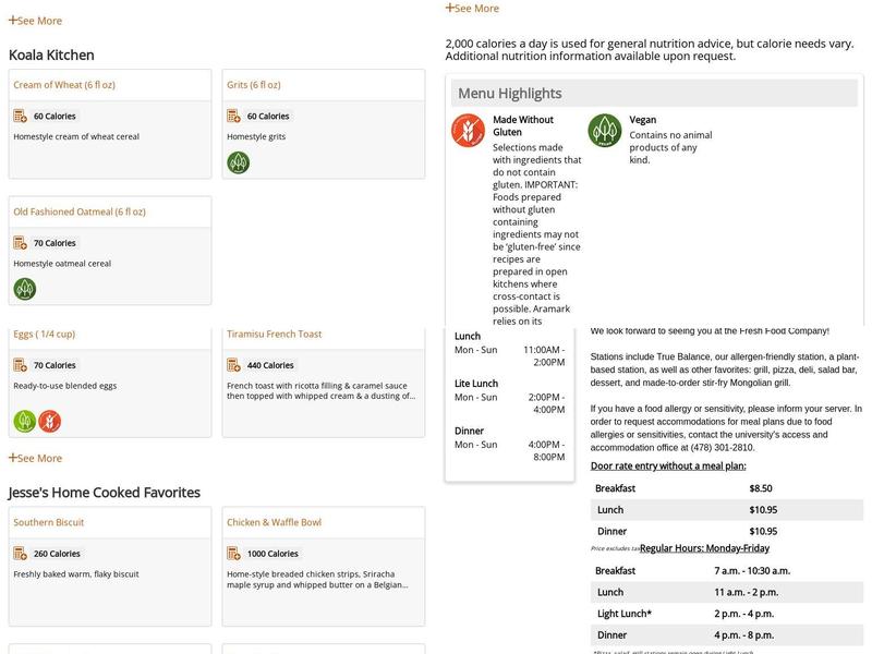 Mercer Fresh Food Company Menu