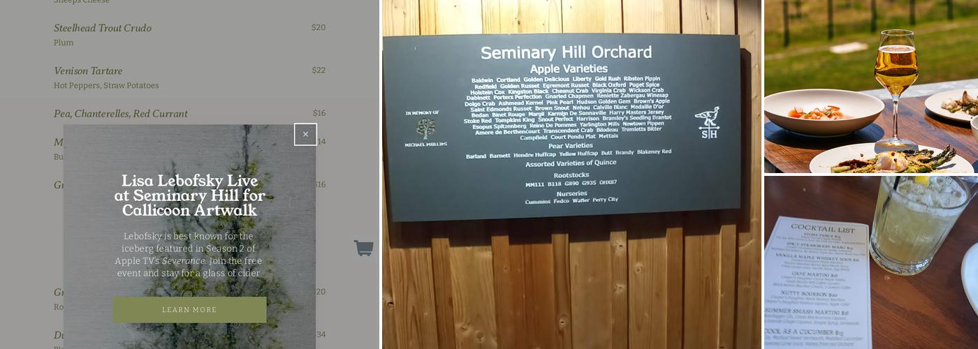 Seminary Hill Orchard & Cidery Menu