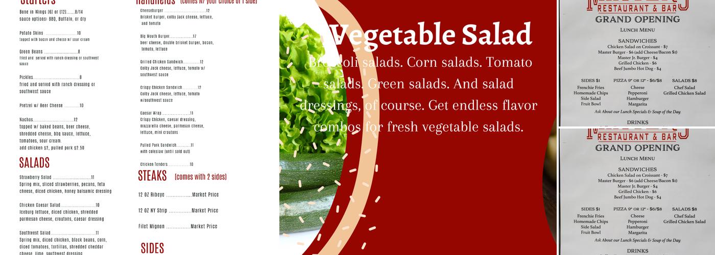 The Masters Restaurant & Bar Menu