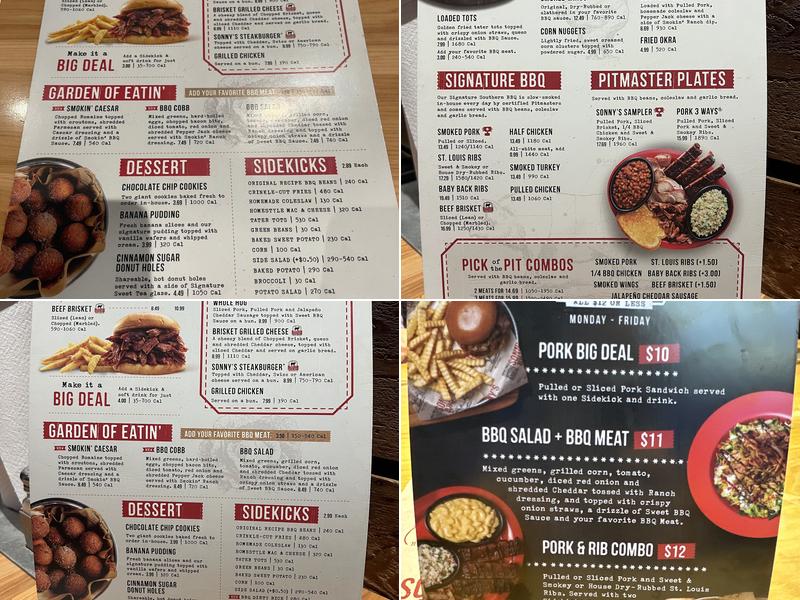 Sonny's BBQ Menu