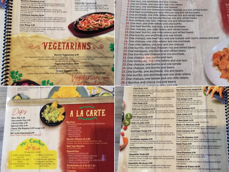 Mr. Cactus Mexican Kitchen Menu