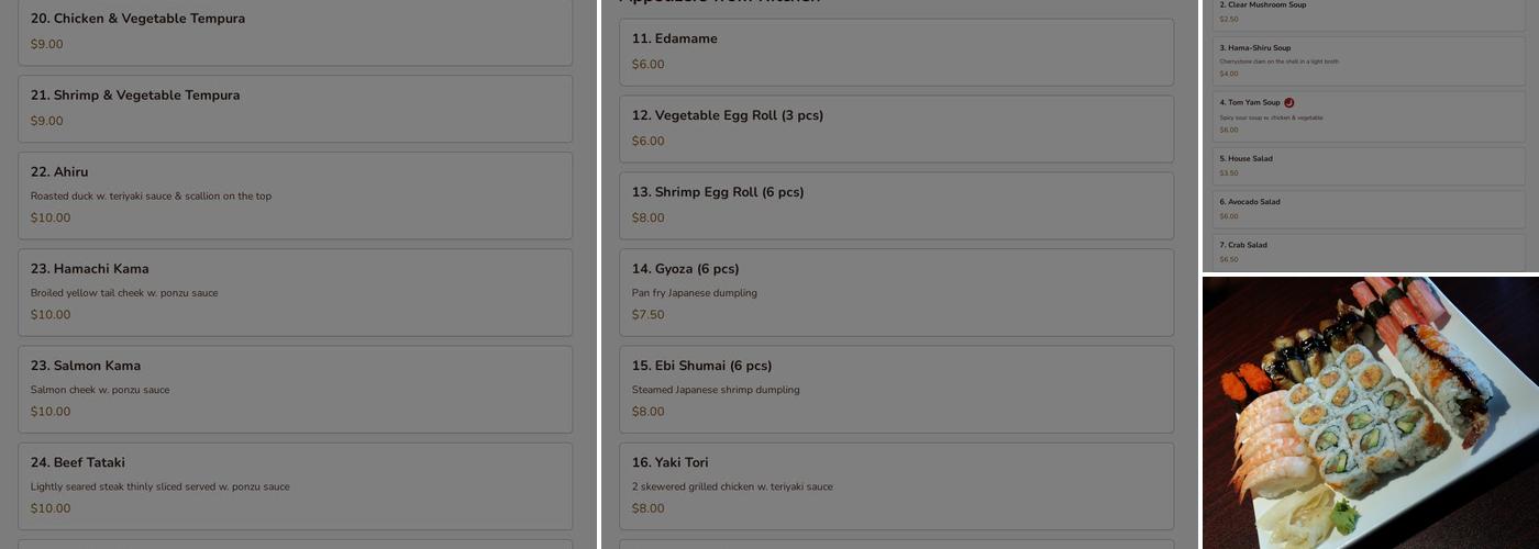 Toshi Sushi & Grill Menu