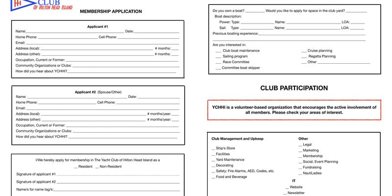 Yacht Club of Hilton Head Menu