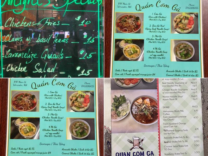 Quan Com Ga Worcester Menu